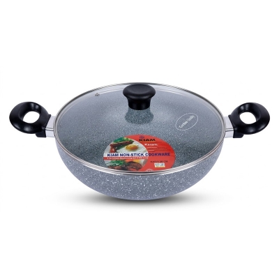 Picture of Kiam Marble Coated Karai With Glass Lid 28cm (Multicolor28)