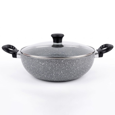 Picture of Kiam Marble Coated Karai With Glass Lid 24cm (Multicolor24)
