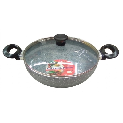 Picture of Kiam Marble Coated Karai With Glass Lid 26cm (Multicolor26)
