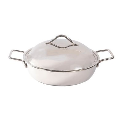 Picture of Stainless Steel Frying Pan with SS Lid and Bakelite Handle 304 FOOD GRADE (Silver)