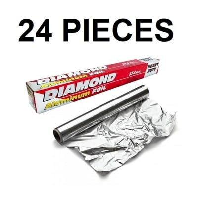 Picture of Aluminum Foil Paper 37.5 Sqf/ 11.5M For All Baking Purpose Use / Multi-use Product / For Wrapping Bakery Items / Sandwiches / Burgers / Pizza (Silver11.5M24PCS)