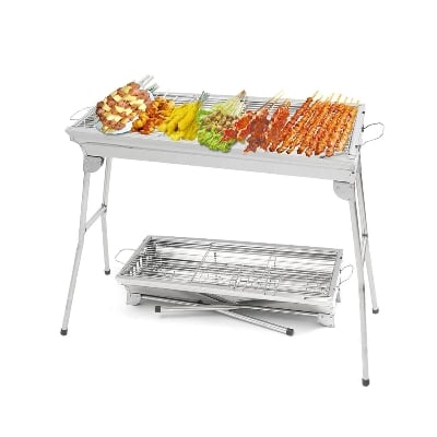 Picture of PORTABLE FOLDING CHARCOAL BBQ GRILL STAINLESS STEEL PICNIC BARBECUE STOVE - White