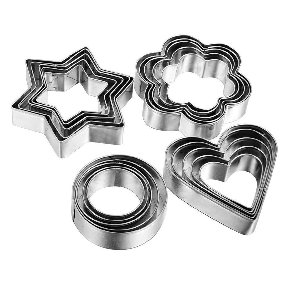 Picture of 12-Piece Stainless Steel Pastry Cutter Set - Versatile Tools For Baking, Decorating, And Pastry Making - Silver