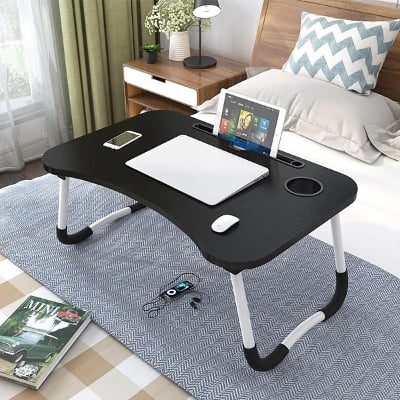 Picture of Portable Fold-able Laptop Desk Home Laptop Table Notebook Study Laptop Stand Desk for Bed & Sofa Laptop Stand Computer Table with Folding Legs - Blue