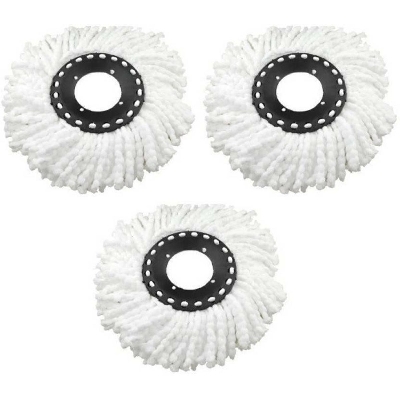 Picture of 3 Pack Premium Replacement Mop Heads Refill for 360° Rotating Round Spin Magic Mop Microfibre - White