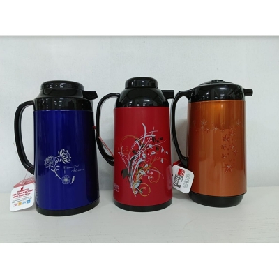 Picture of 1000ML/ 1 Litre Metal Body Vacuum Push Flask (Mixed color) Multicolor