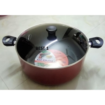 Picture of Kiam Non Stick Casserole (Sauce Pan) With Glass Lid 36cm Multicolor
