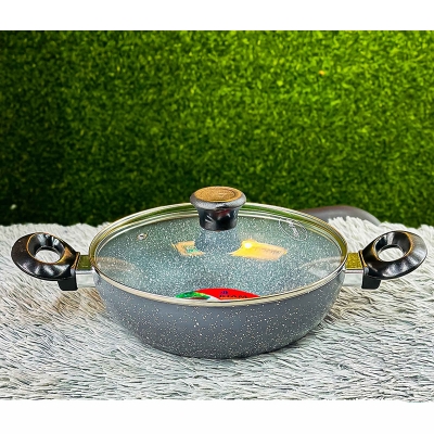 Picture of Kiam Marble Coated Karai With Glass Lid 22cm Multicolor