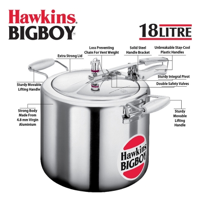 Picture of Hawkins Pressure Cooker/ Hawkins Bigboy 18 Litre Silver