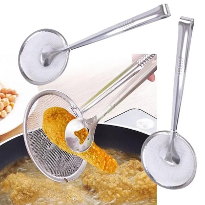 Picture of Multi-functional Stainless Steel Clamp Strainer Filter Spoon With Clip Food Kitchen Oil-Frying Salad BBQ Filter Multicolor