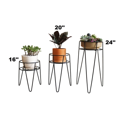 Picture of 3PC Planter Stand Flower Pot Stand For Balcony Living Room Outdoor Indoor Grill Rack 24, 20 & 16 Inches Multicolor