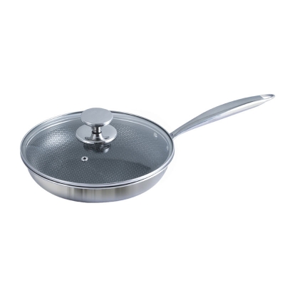 Picture of Kiam 24CM Tri Ply Honeycomb Stainless Steel Fry Pan With Lid INDUCTION BOTTOM Multicolor
