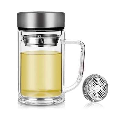 Picture of 1PC Double Wall Glass Green Tea Bottle Multicolor