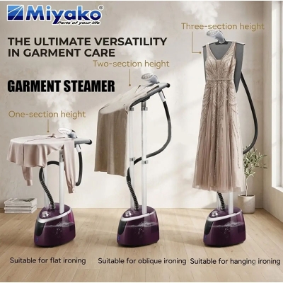 Picture of Miyako Steam Iron LGS-810 Vertical Steam Steamer for Clothes, 1950W Telescopic Double Posts Steamer for Commercial Home Multicolor