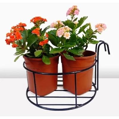 Picture of 1 PC 10 Inch Round Metal Hanging Railing Planters Flower Pot Holder Multicolor