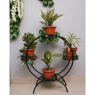 Picture of 1 PC Round 4 Tub Metal Grill Rack Hanging Planter Pot 30, 28, 8 Inches Multicolor