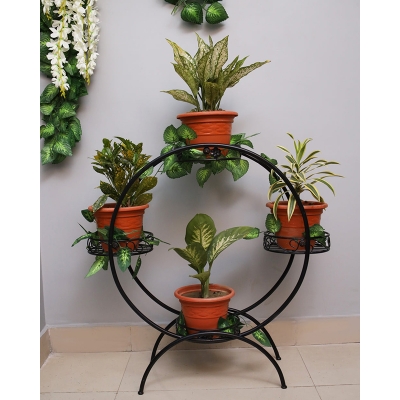 Picture of 1PC Round 4 Tub Metal Grill Rack Hanging Planter Pot 30, 28, 8 Inches Multicolor