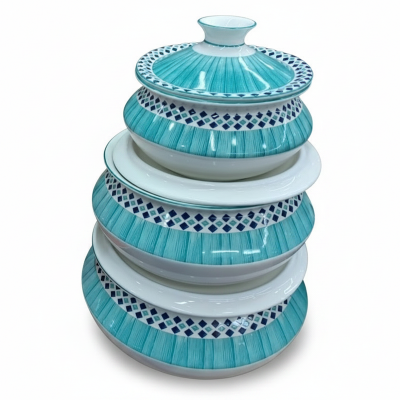 Picture of 1 Set 6 PCS Ceramic Curry Bowl / Casserole Dish with Lid Multicolor