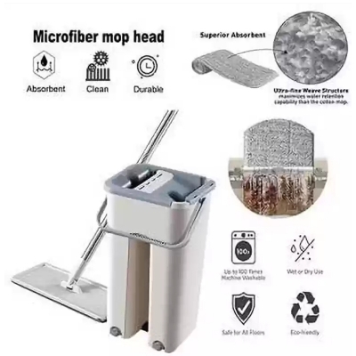 Picture of Magic Mop with Bucket Hand Free Automatic Microfiber Cloth Kitchen Clean Tools Multicolor