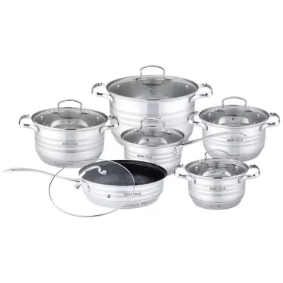 Picture of Kaisa Villa 12 Pcs Stainless Steel Cookware Set with Lid INDUCTION KV-83011 Multicolor