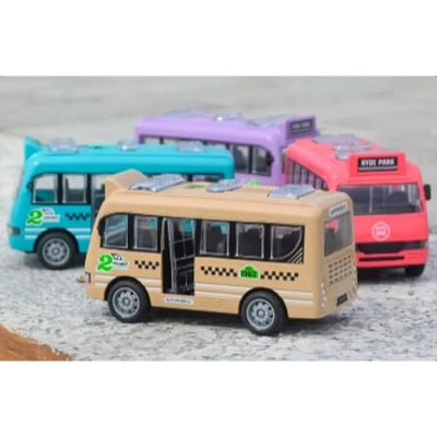 Picture of 4 Pcs Baby bus car toy set for boy or girl inertial fall-resistant bus Multicolor