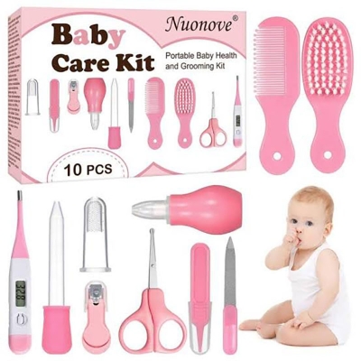 Picture of Baby Care Set, Baby Care Tools & Essentials 10 Piece Portable Baby Health Care Set Nail Care for Newborn Pink