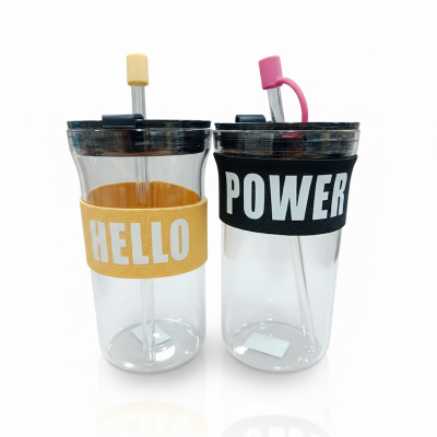 Picture of 1 Glass Can With Lid & Sip For Traveling & Gym 6357 Multicolor