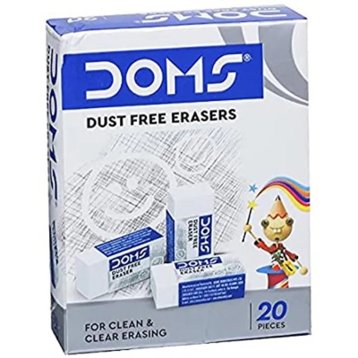 Picture of DOMS Non dust eraser 20 Pcs pack White