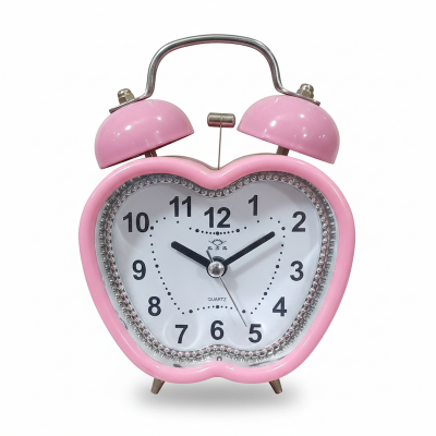 Picture of Heart Shape Bell Alarm Clock Nightlight Wake Up Digital Clocks Desktop Household Kids Bedroom Travel Supply, Green 