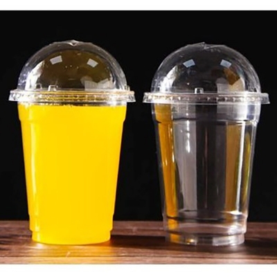 Picture of 100PCS One time Plastic Juice Glass OR Cake jar 350 Ml With Lid Multicolor100PCS