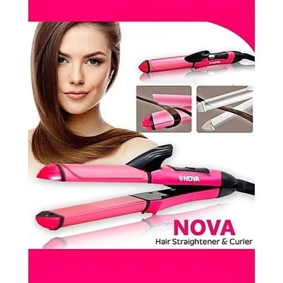 Picture of Nova Professional 2 In 1 Hair Curler & Straightener Large Size Model 1818 Multicolor