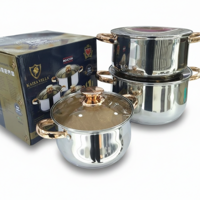 Picture of Kaisa Villa 6 Pcs Stainless Steel Cookware Set with Lid INDUCTION KV-2004 Multicolor