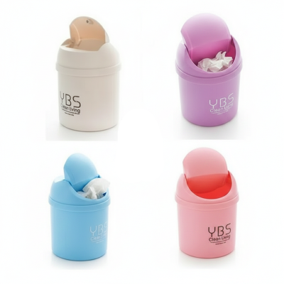 Picture of 1Pcs Mini Table Desk Dustbin Household Shake Lid Type Waste Bin Garbage Trash for Car Office Home Kitchen and Study Table Multicolor