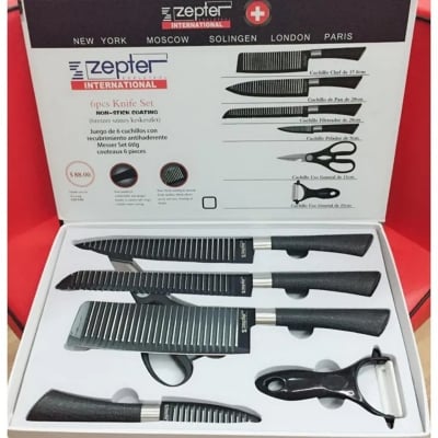 Picture of 6 Pcs Knife Set Non-Stick Coating Stainless Steel Black