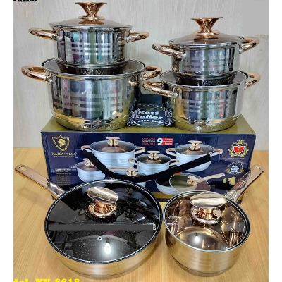 Picture of Kaisa Villa 12 Pcs Stainless Steel Cookware Set with Lid INDUCTION KV-6618 Multicolor