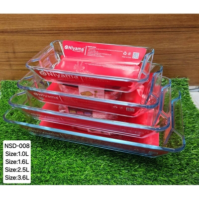 Picture of 4 Pcs Tempered Glass Rectangular Shaped Serving Bowls Set NSD-008 Multicolor