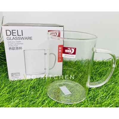 Picture of Deli 450ML Borosilicate Glass Coffee Mug with Colored Handle GPB19 Multicolor