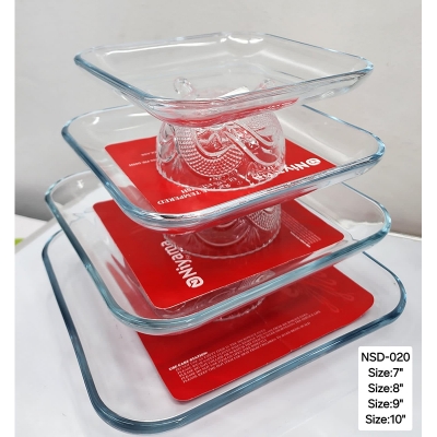 Picture of 4 Pcs Tempered Glass Square Shaped Serving Bowls Set NSD-020 Multicolor