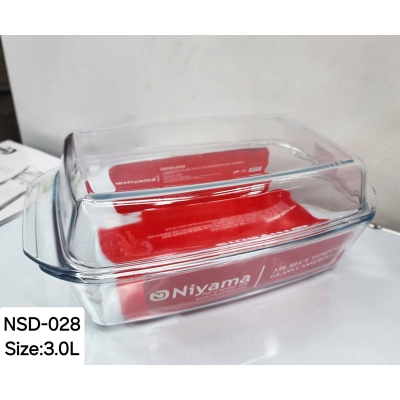 Picture of 1 Pc Tempered Glass Rectangular Shaped Casserole Set with Lid NSD-028 Multicolor
