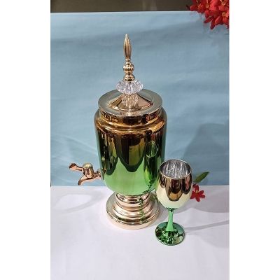 Picture of 7 Pcs Golden Glass Juice Dispenser & Glass Set2 Multicolor