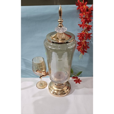 Picture of 7 Pcs Golden Glass Juice Dispenser & Glass Set4 Multicolor