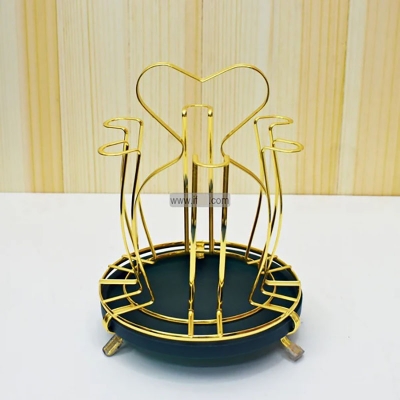 Picture of SS Glass Holder With Drainer, Glass Stand Cup Holder With Water Tray Kitchen Accessories Home Storage Rack For Living & Dinning Room Multicolor