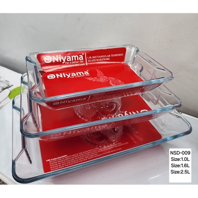 Picture of 3 Pcs Tempered Glass Rectangular Shaped Serving Bowls Set NSD-009 Multicolor