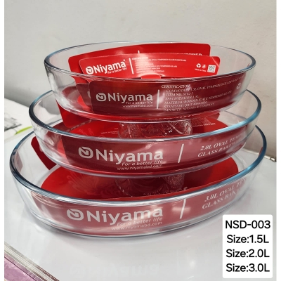 Picture of 3 Pcs Tempered Glass Oval Shaped Serving Bowls Set NSD-003 Multicolor