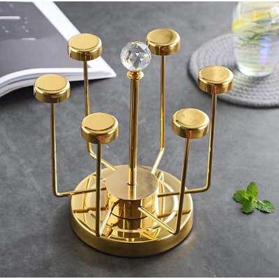 Picture of Stainless Steel Moving Glass Holder - 6 Holder - Golden Multicolor