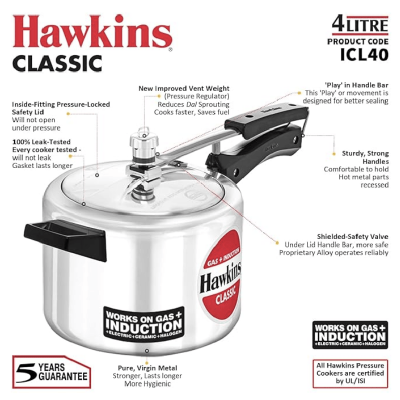 Picture of Hawkins IC Classic pressure cooker 4 Liter INDUCTION Multicolor