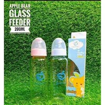 Picture of Apple Bear Glass feeding bottle 200ml (SINGLE BOTTLE) Multicolor