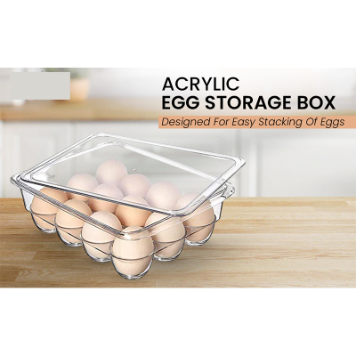 Picture of Indian Acrylic Egg Storage Box for 12 Eggs | Unbreakable, BPA Free, Food-Grade (Transparent) Multicolor