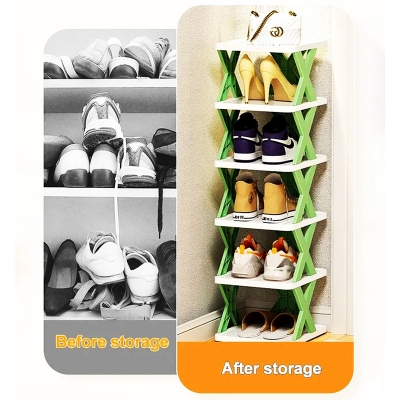 Picture of Multi-functional household foldable shoe cabinet, home balcony toy foldable storage Multicolor