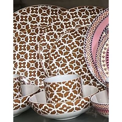 Picture of 24 Pieces Ariane Dinner Set GOLDEN BROWN Design Multicolor